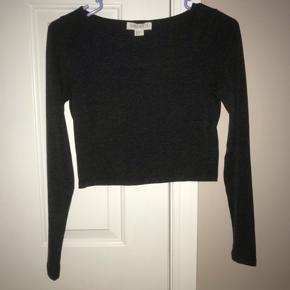 Gray cropped long sleeve